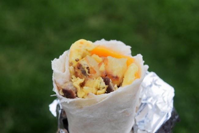 Breakfast burritos are an easy meal for camping | Camping Food: Meal Plan, Recipes, & Tips for a Weekend Campout | Everything you need to cook great food on your next campout; menu, printable grocery list, recipes, etc.