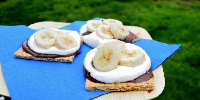Hazelnut Banana S'mores - Camping Food - A must have for any camping trip