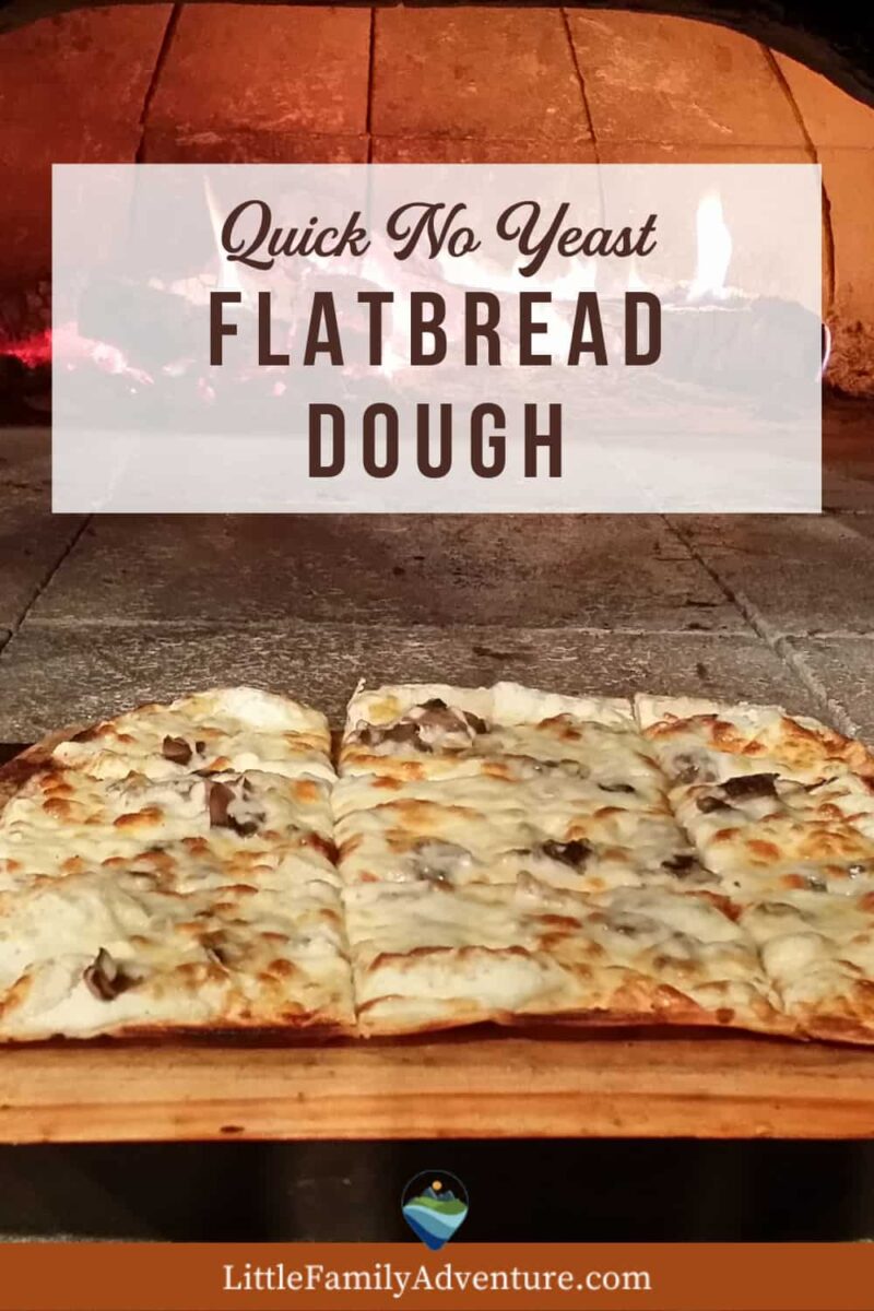 flatbread coming out of brick oven