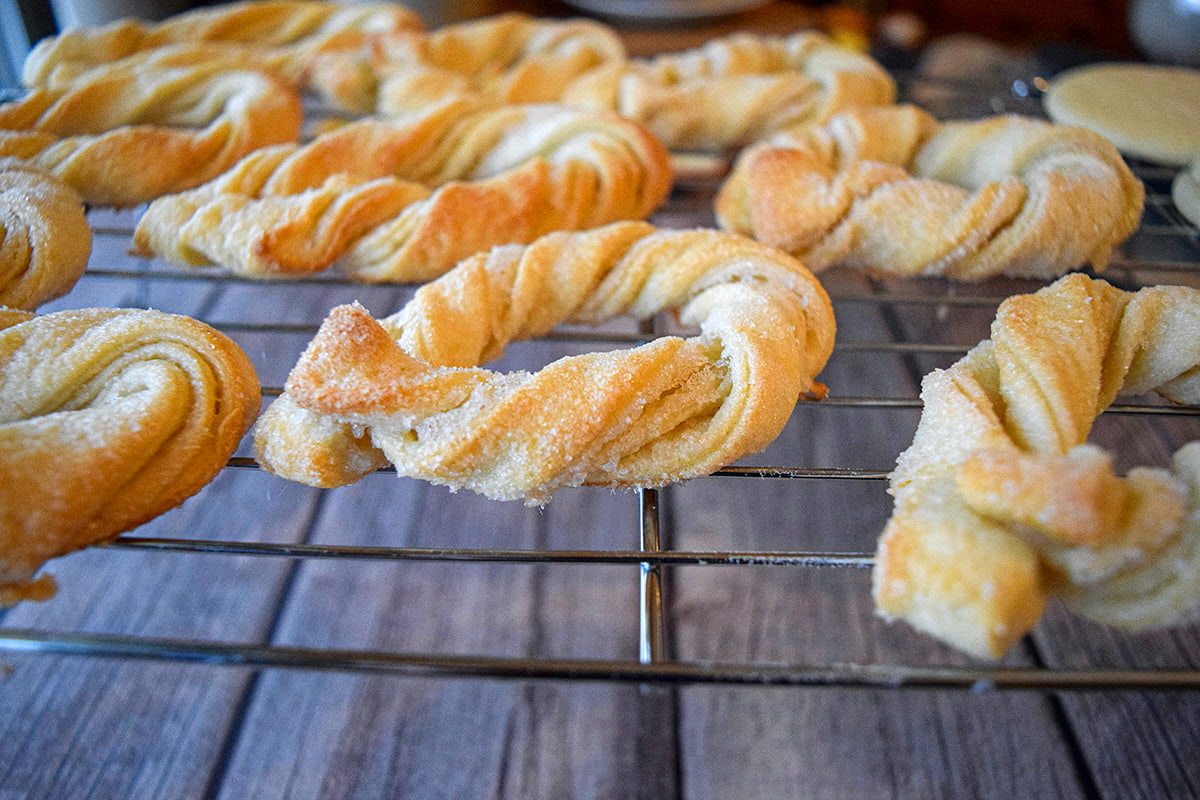 Twisted Sugar Cookies on cooling rack