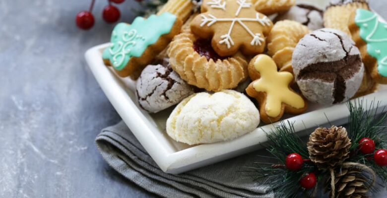 platter of holiday cookies for cookie swap