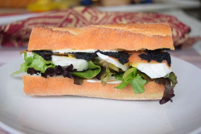 Danish sandwich - Smoked Salmon, Egg and Caviar sandwich