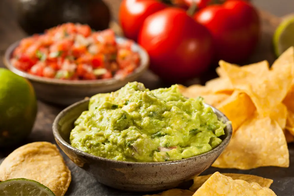 guacamole and salsa with chips