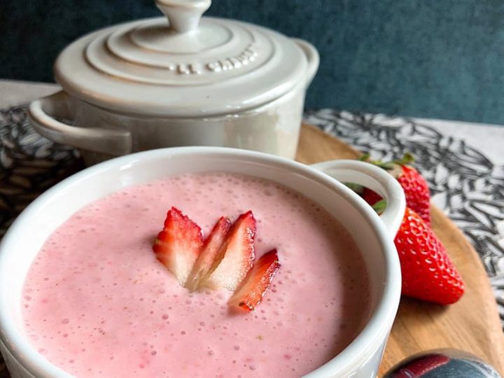 Strawberry soup in ramekins