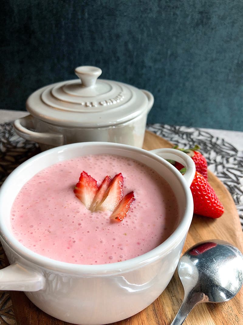 Strawberry soup in ramekins