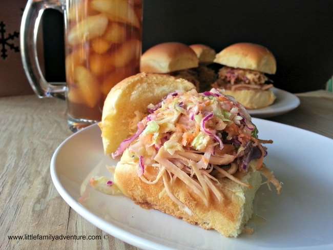 Carolina Sliders with coleslaw #sandwiches #BBQ #recipe