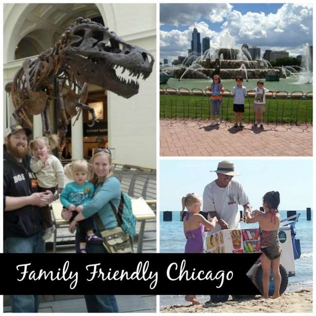 family in chicago with dinosaur