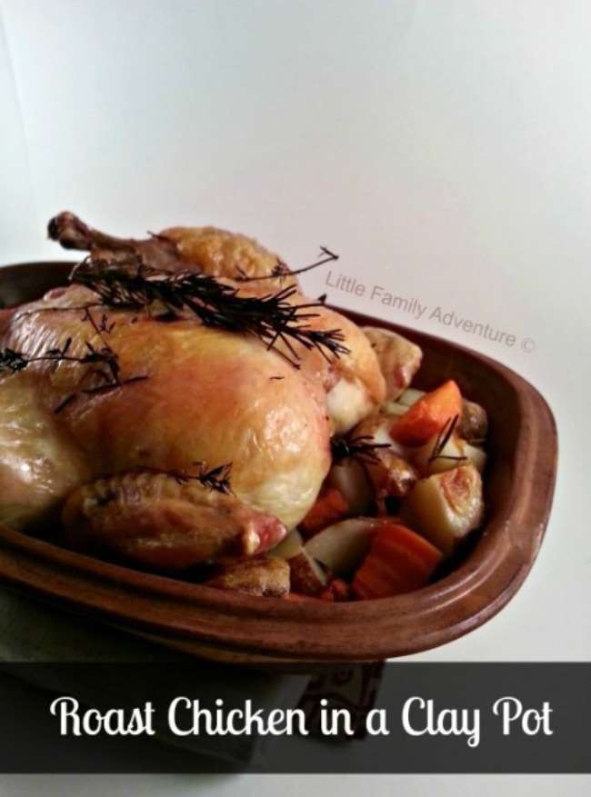 Roast Chicken and Vegetables in a Clay Pot An easy way to ensure juicy, delicious roast chicken every time. #recipe #chicken #realfood #cleaneating #paleo #glutenfree