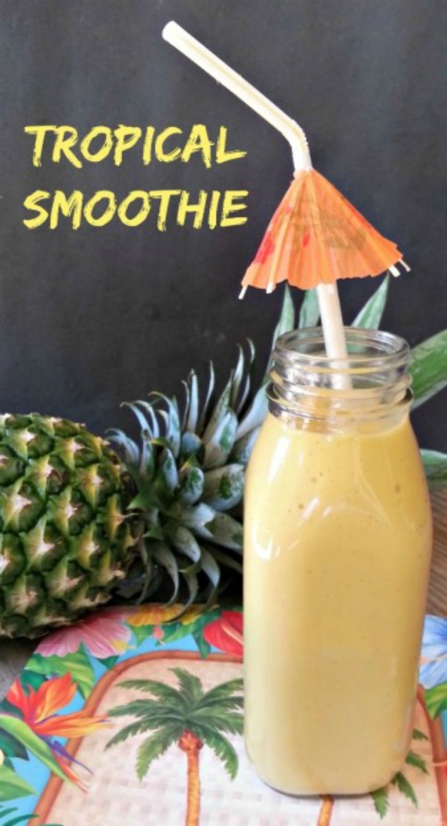 Tropical Smoothie - Great fruit filled smoothie perfect for breakfast or a snack. Dairy free, vegan, and healthy