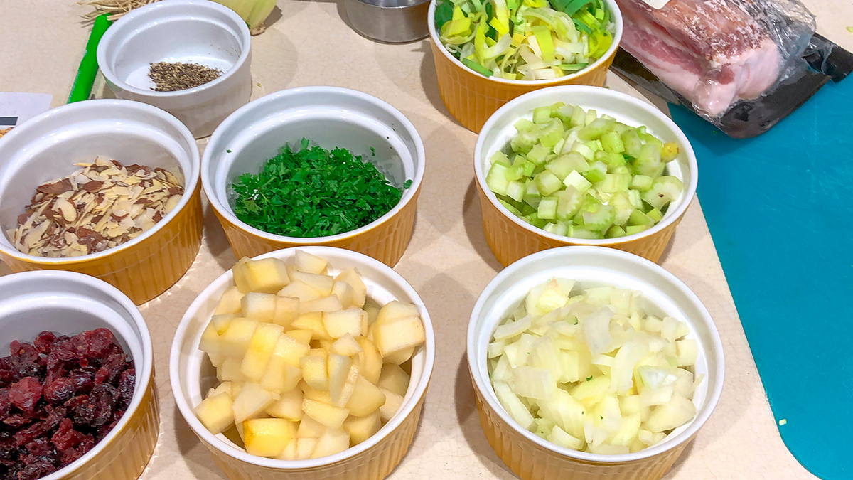 chopped vegetables in bowls