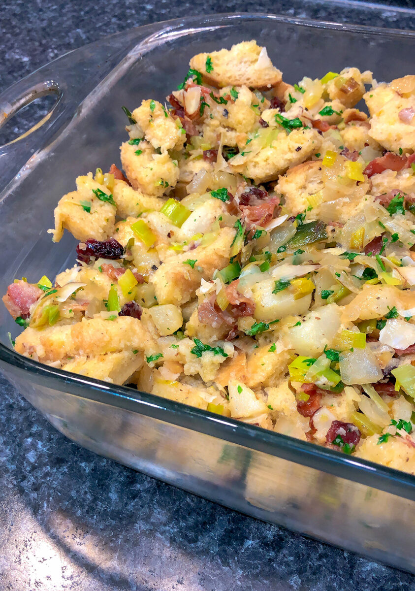 stuffing in pan