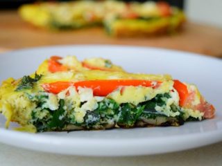 Farmer’s Strata with Kale, Tomato, Mushrooms, and Feta