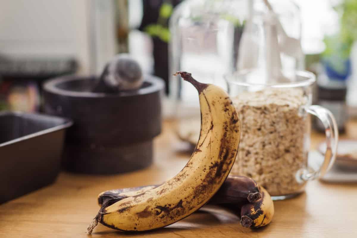 Overripe bananas for quick bread