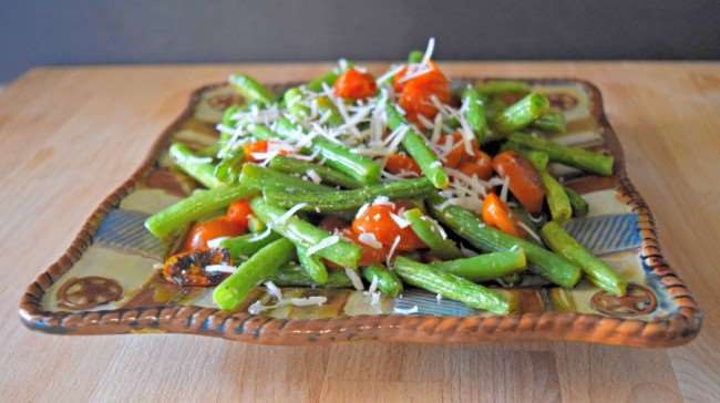 Roasted Green Beans and Tomatoes with Parmesan