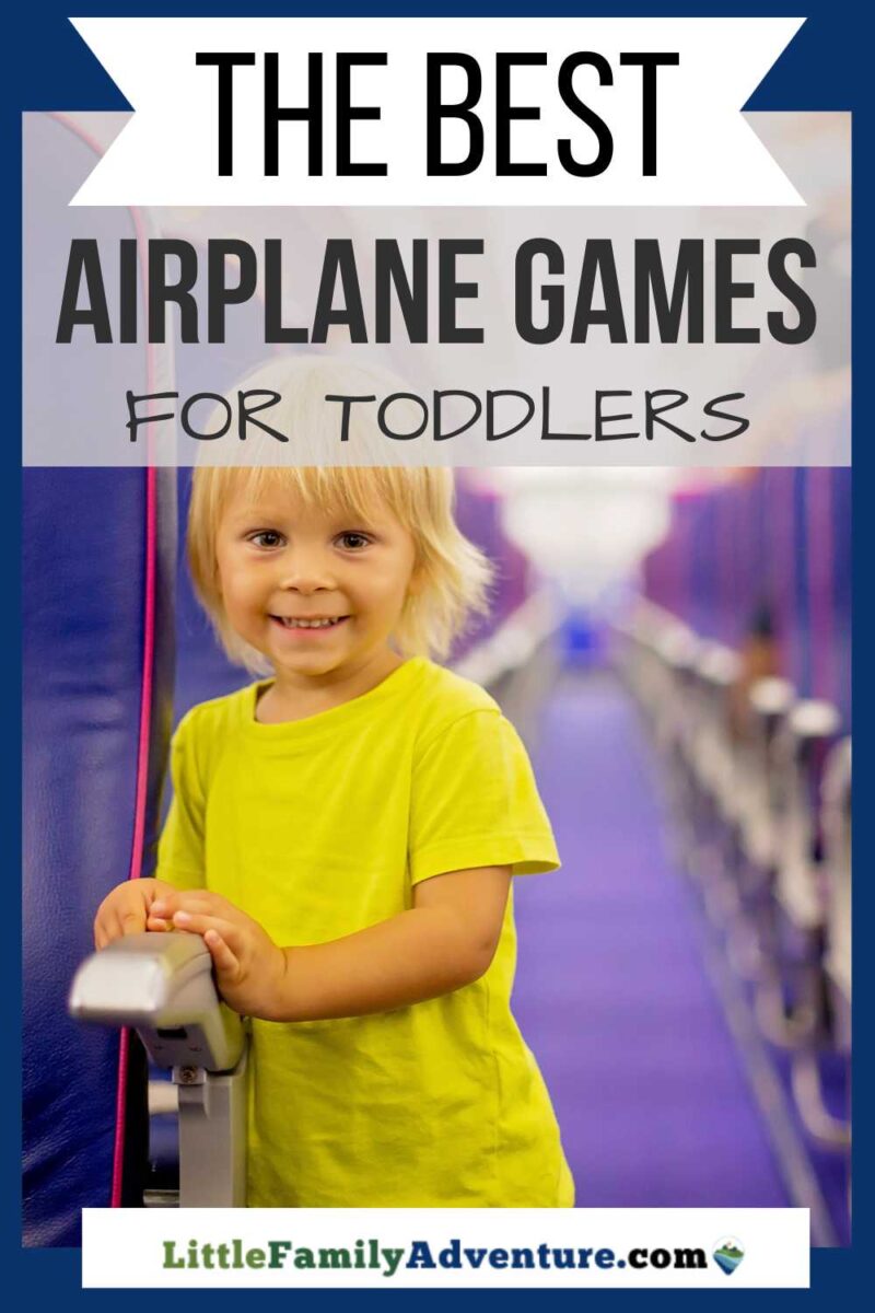 little girl in yellow shirt standing in aisle of airplane