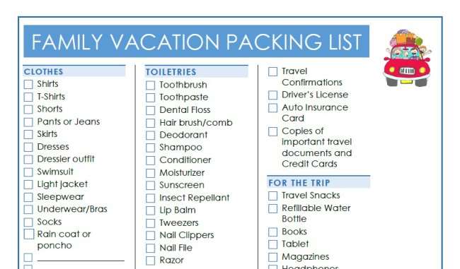 Family Vacation Essentials 10 Tips Printable Vacation