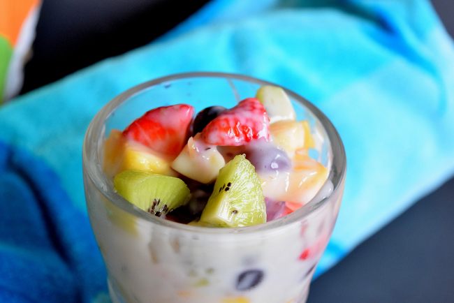Creamy Summer Fruit Salad made with fresh fruit and Yoplait Yogurt #sponsored #ad