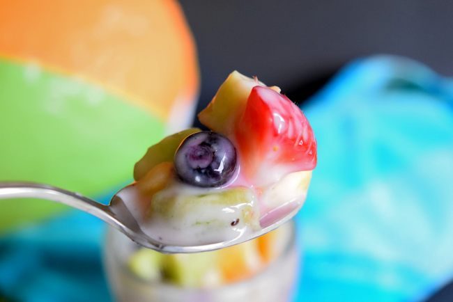 Creamy Summer Fruit Salad made with fresh fruit and Yoplait Yogurt #sponsored #ad