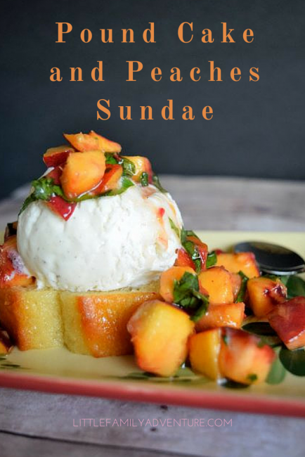 Bryers Pound Cake and Peaches Sundae