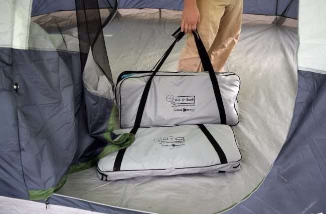 camping cots in storage bags