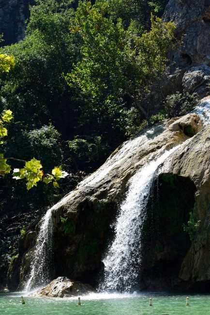 waterfall off a rock