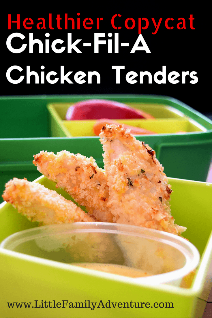 Copycat recipe for Chick-Fil-A Chicken Tenders - Find out what secret ingredient makes these a thousand times better than the original. These baked chicken strips are easy enough for kids to make and they are healthier too! The Honey Mustard sauce is a HUGE family favorite.