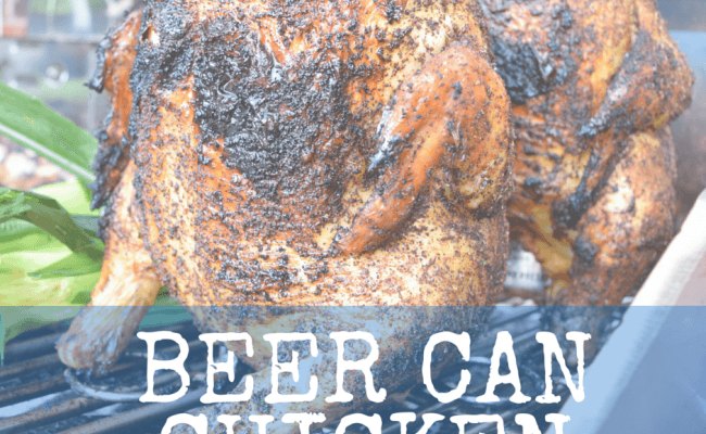 Beer Can Chicken with Coffee Brown Sugar Rub - A tasty recipe for grilled/smoked chicken that is ALWAYS moist and delicious