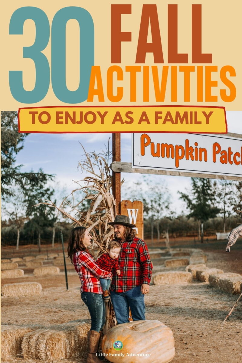 family outside at pumpkin patch