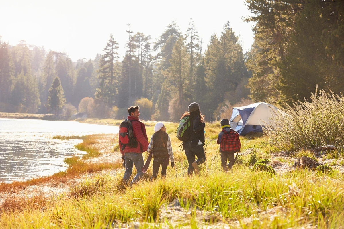 family camping hike