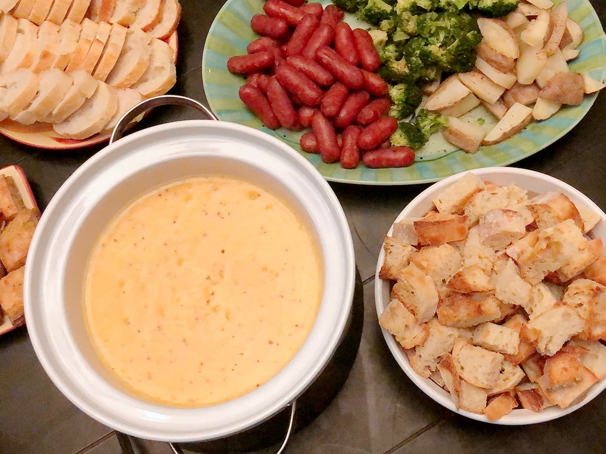 cheese fondue and dippers
