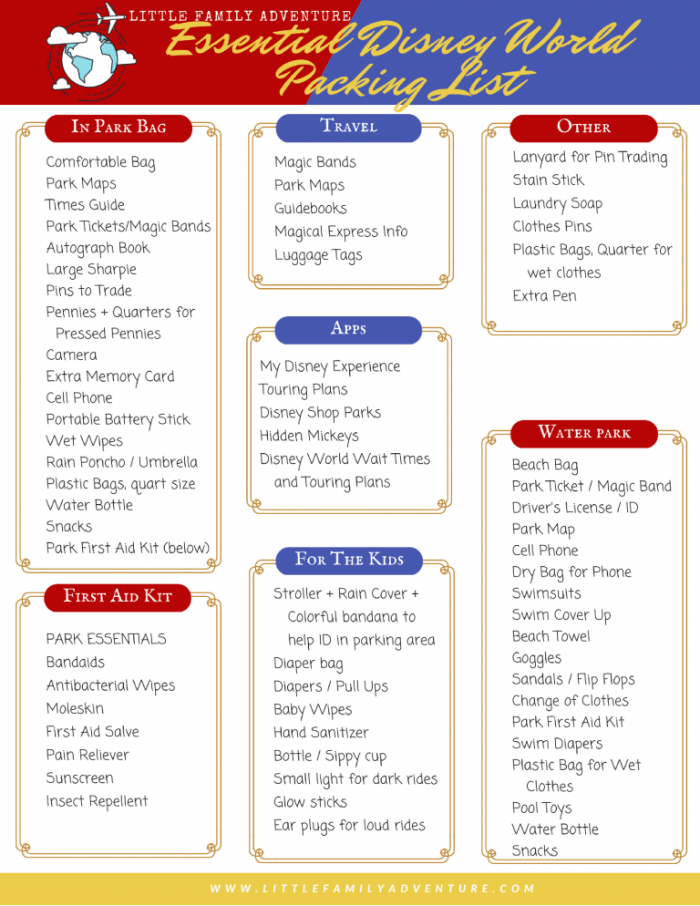 essential disney world packing list