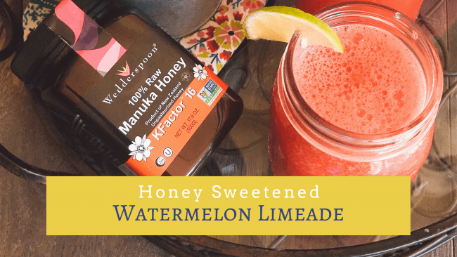 Three ingredient Watermelon Limeade is super simply and so refreshing on a hot summer day. Naturally sweetened with honey for a sweet treat