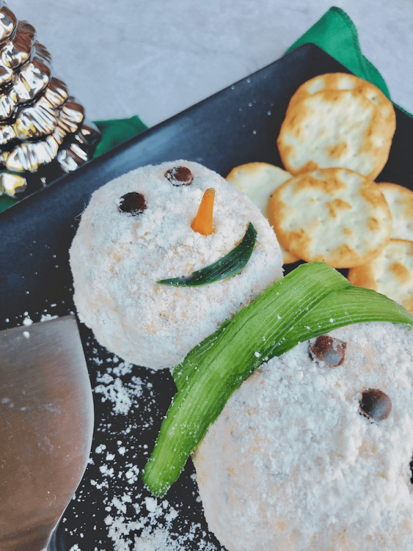 Christmas snowman cheese ball