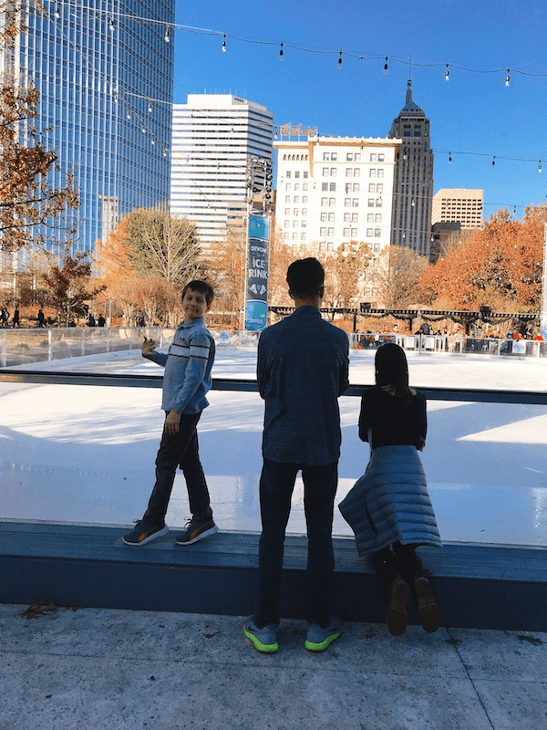 Downtown in December - Devon Ice Rink - - Heading to OKC for a Weekend of Winter Family Fun