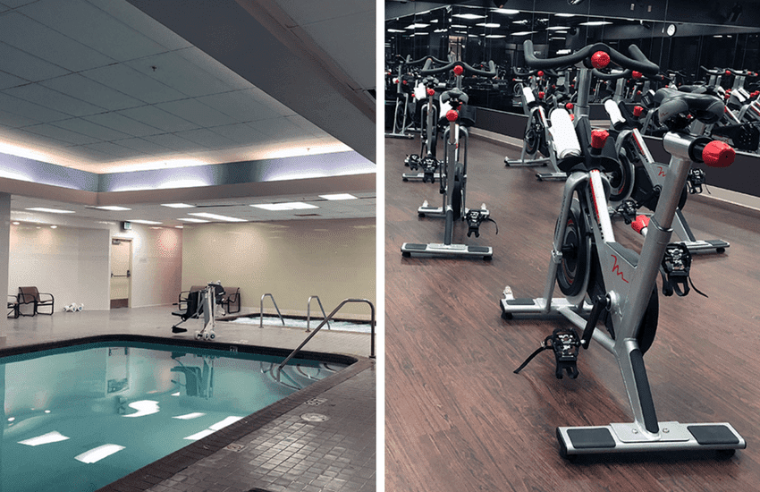 Spin cycles and indoor pool at the Anaheim Hilton