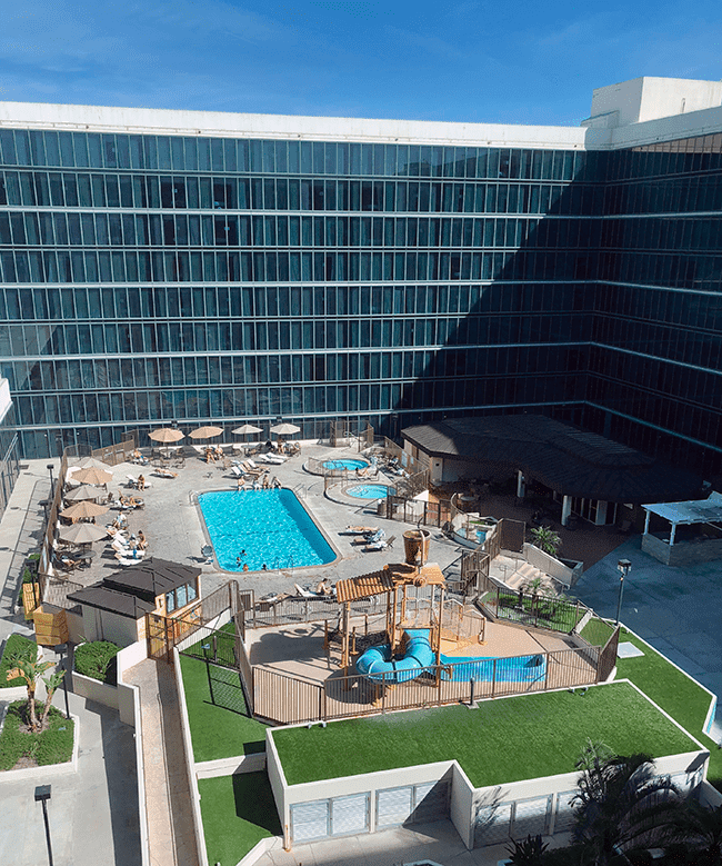 Outdoor pool area at the Anaheim Hilton