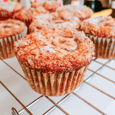 banana oatmeal muffins on a cooling rack
