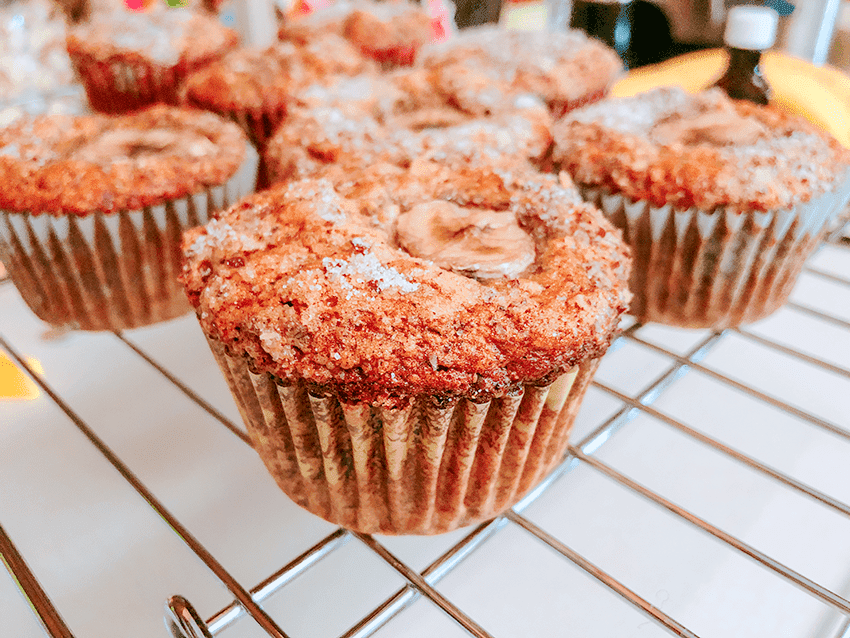 banana oatmeal muffins on a cooling rack