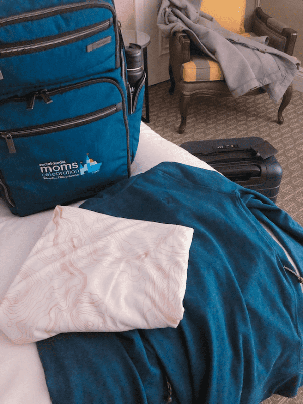 Sweatshirt, scarf, and backpack for travel