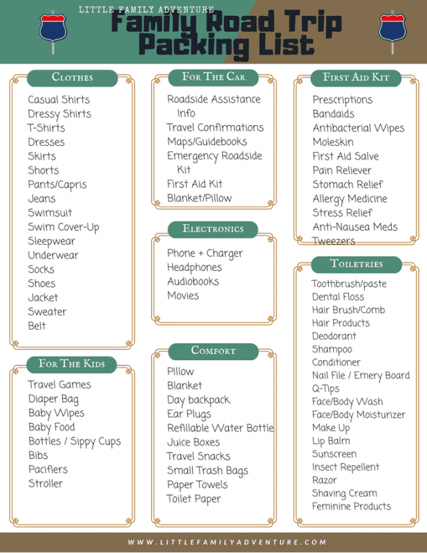 The 2024 Ultimate Road Trip Packing List For Families (101+ Things