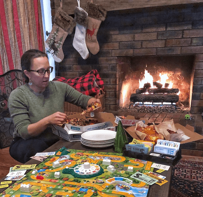 Domino's Pizza served fireside