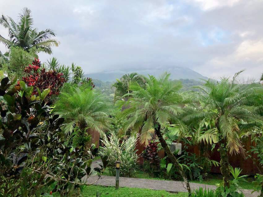 View of a cloud covered Arenal