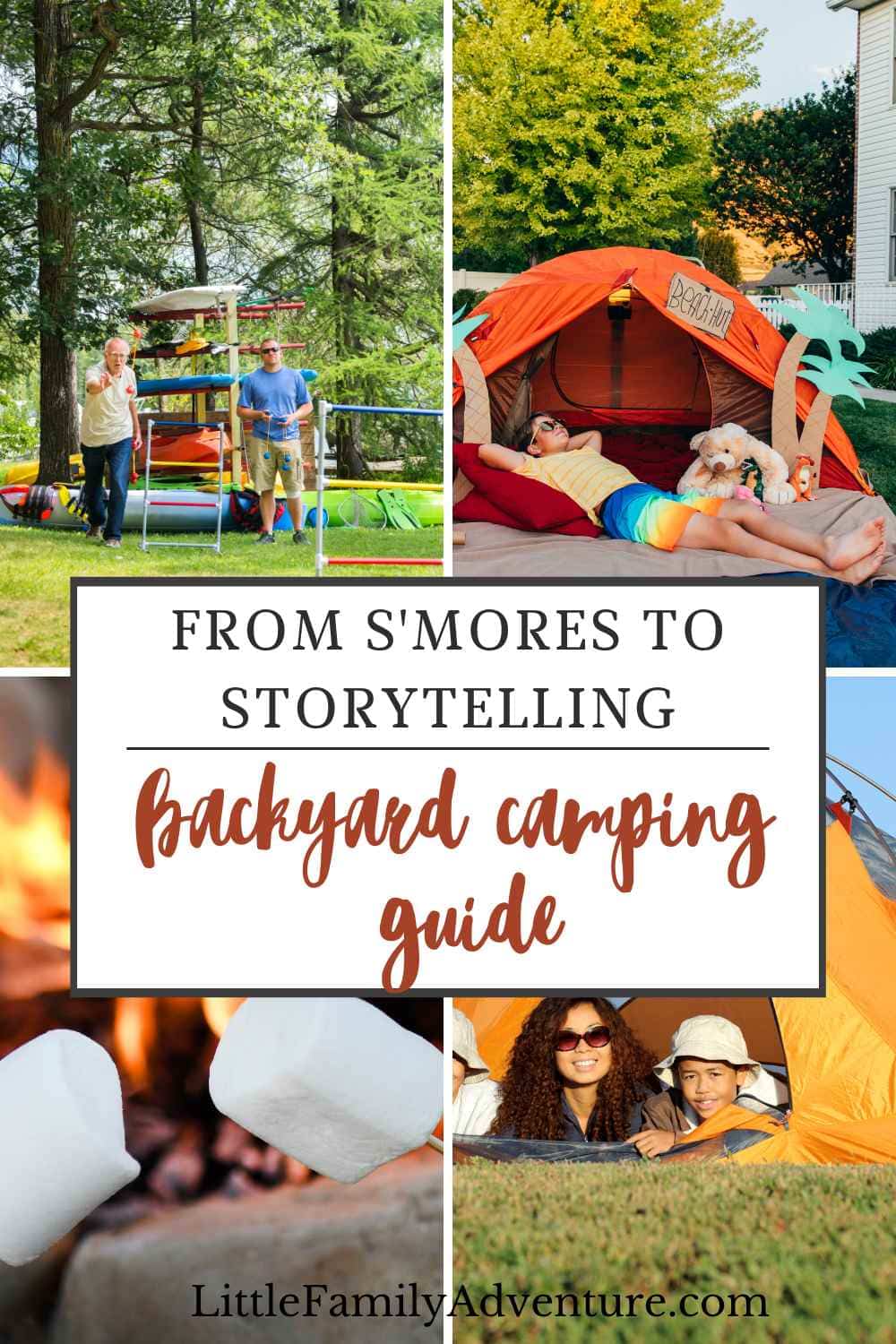 Pinterest collage of best activities for backyard camping