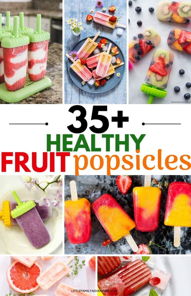 healthy fruit popsicle collage