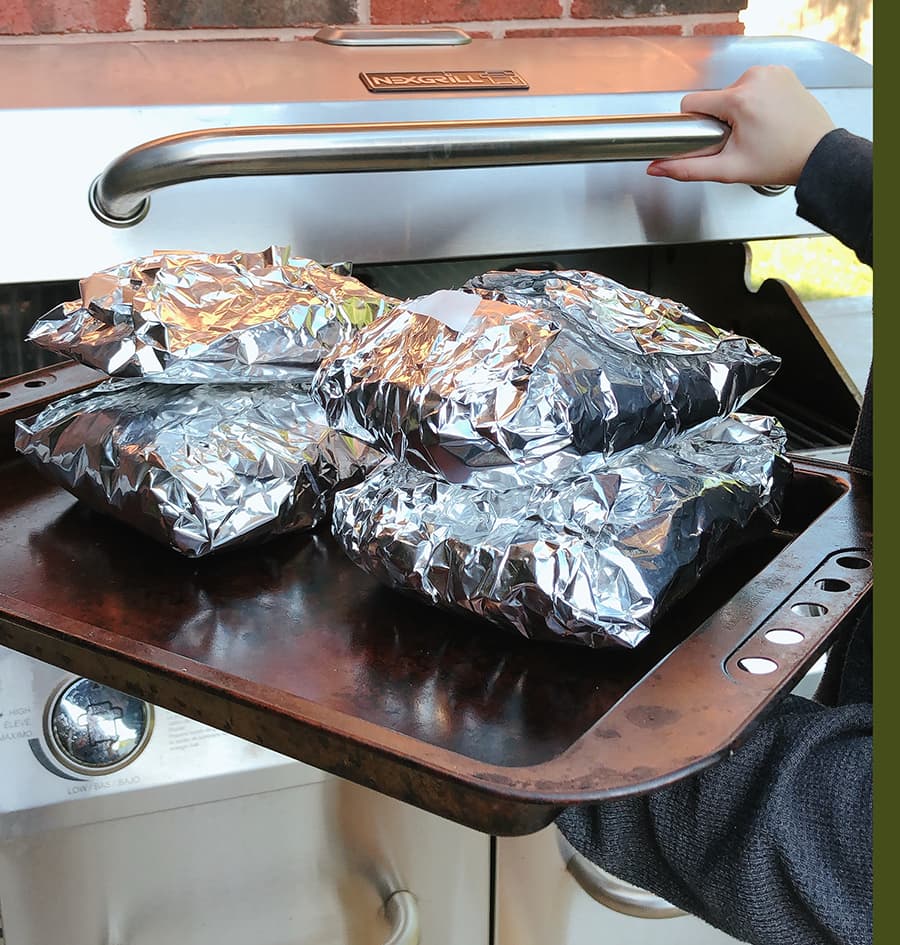 grilled foil packets near the grill