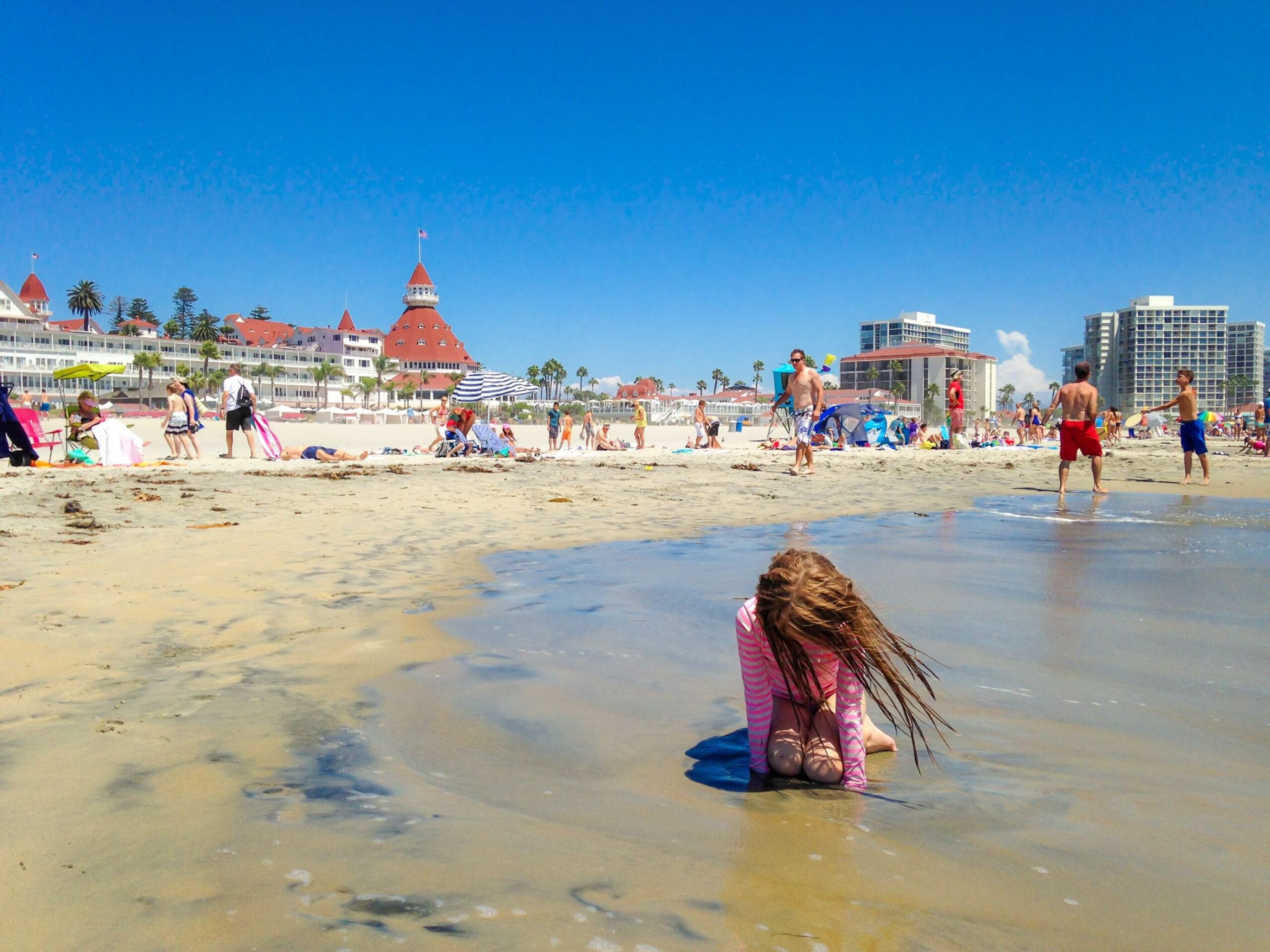 girl on beach, Hotel del Coronado