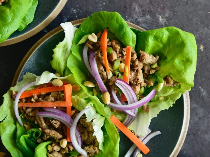 chicken lettuce wraps on a plate