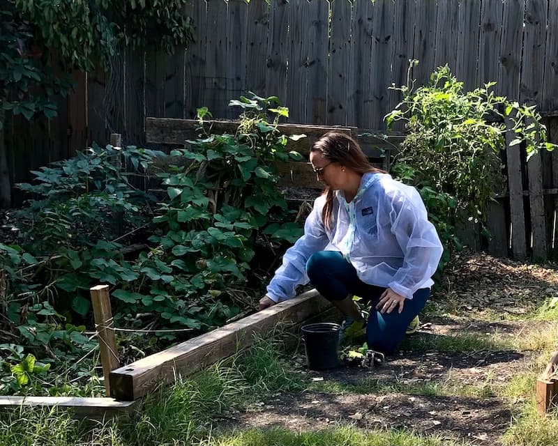 women working in garden/backyard