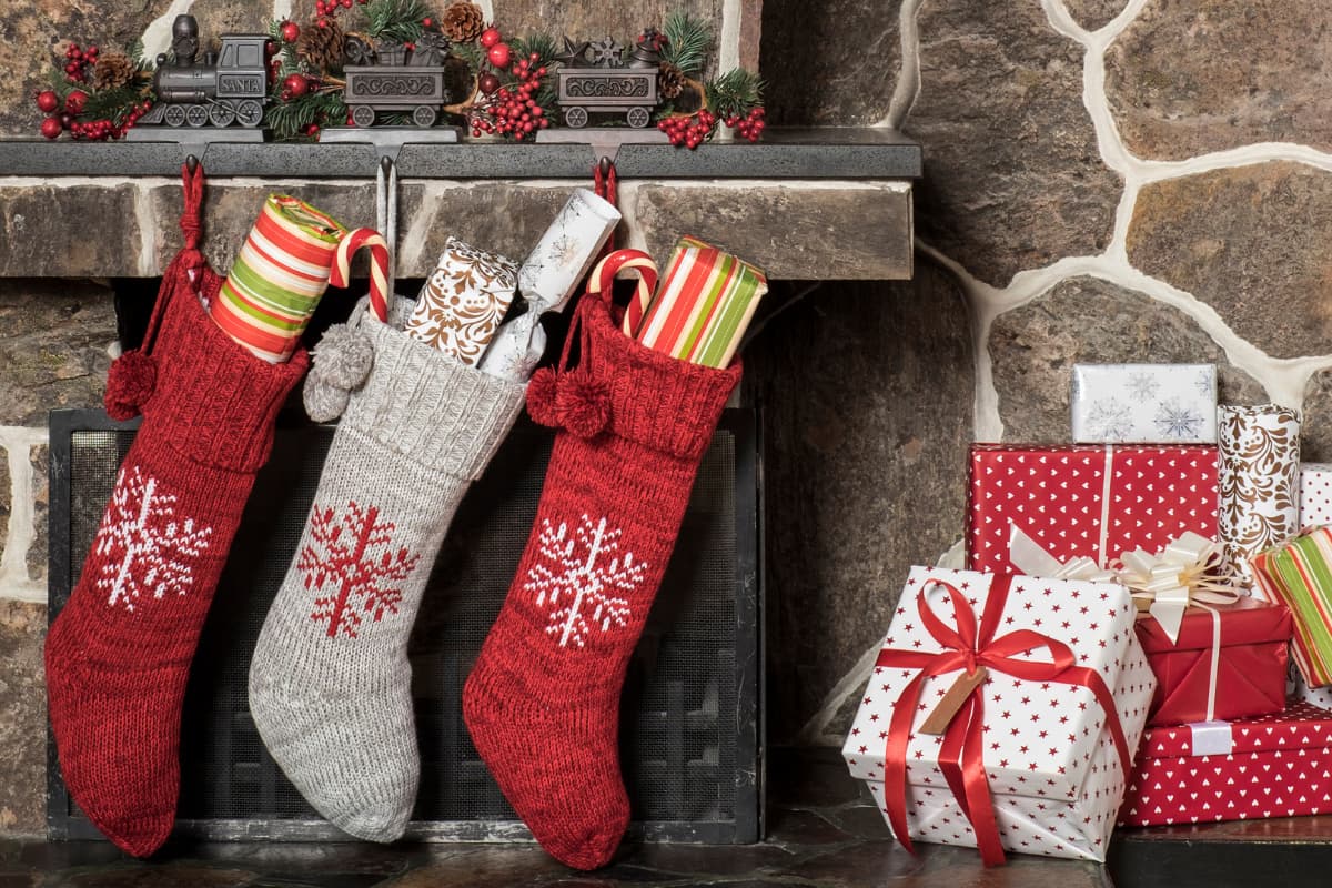 stockings hung on fireplace