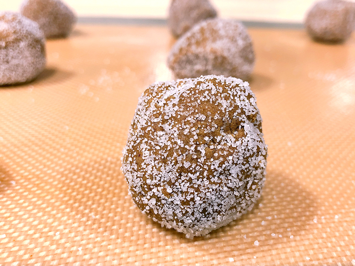 sugar coated gingerbread ball cookie